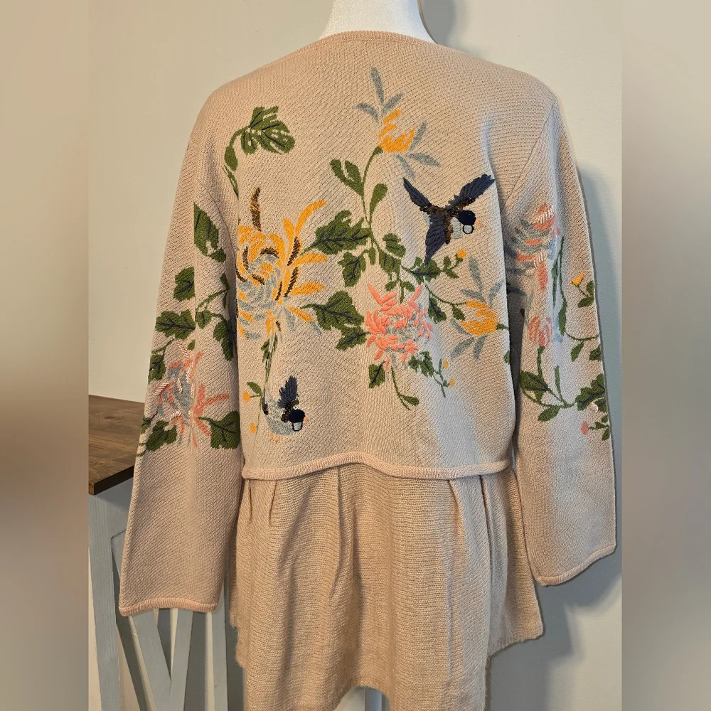 Antropologie Moth Winged Wonder Cardigan Peplum Sweater Women's Size Large - Picture 4 of 13